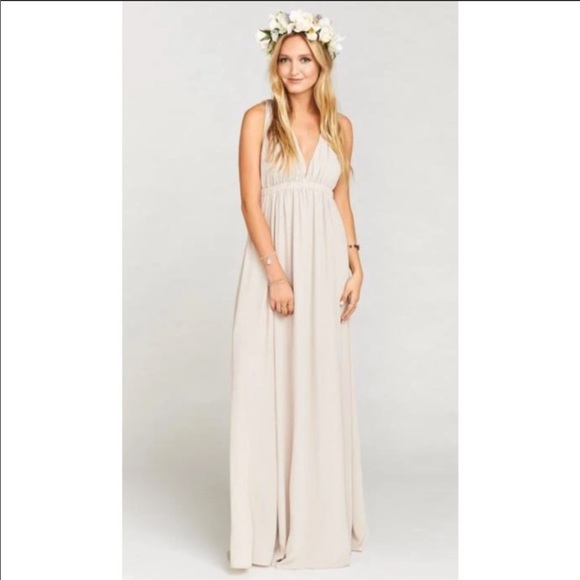 Show me your Mumu Ava Maxi dress in Beige - Picture 1 of 8